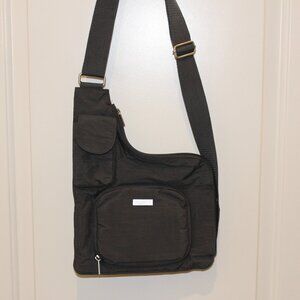 Baggallini Uptown Sling Crossbody Travel Bag Gray with Pink Interior – Ergonomic